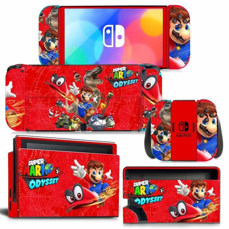 Super mario dos desenhos animados interruptor adesivos para interruptor oled à prova dwaterproof água pvc adesivo moda console de jogo acessórios filme proteção completo