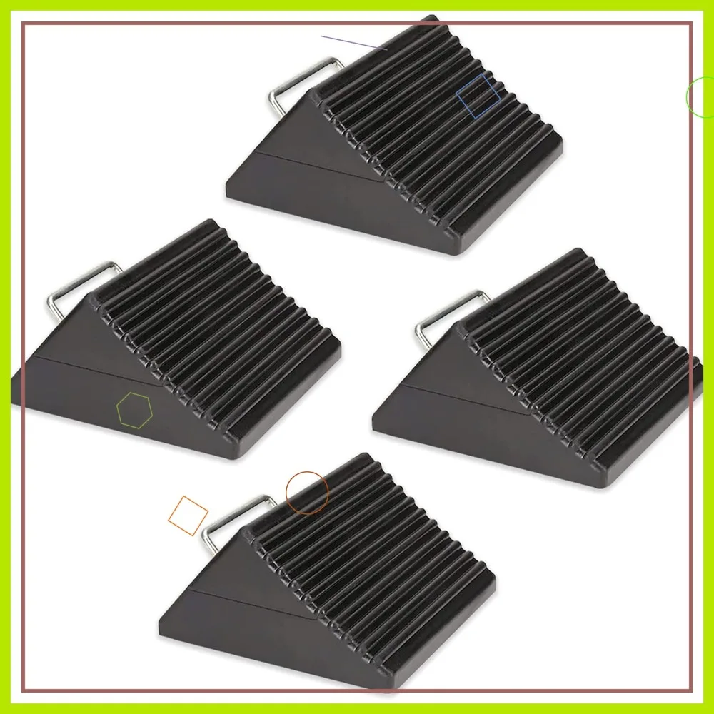 

4 Pack Wheel Chocks for Cars, RVs, Trucks & Trailers Up to 12T - Anti-Slip Tire Chocks for All Weather Use