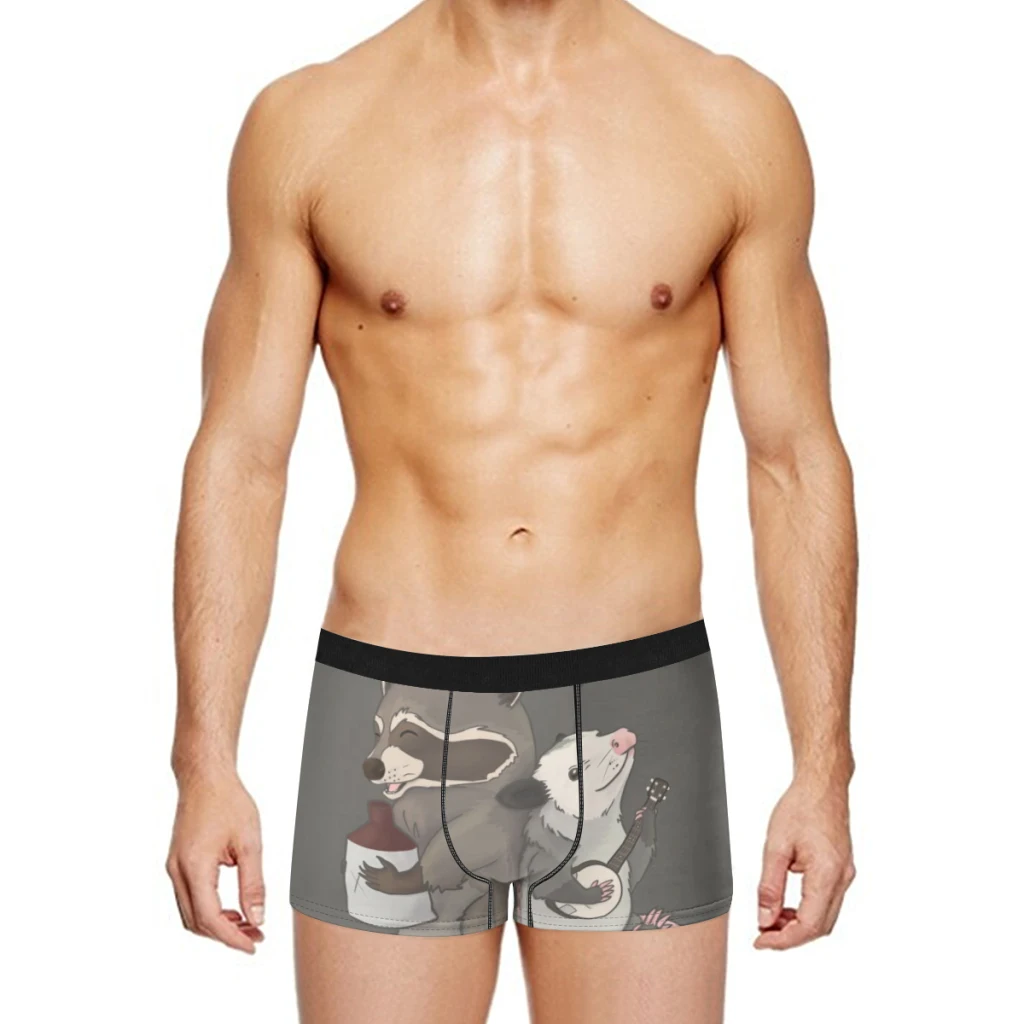 Opossum and a Racoon playing instruments Men Underpants Man Breathable  Boxer Shorts Men's Panties Underwear Gift