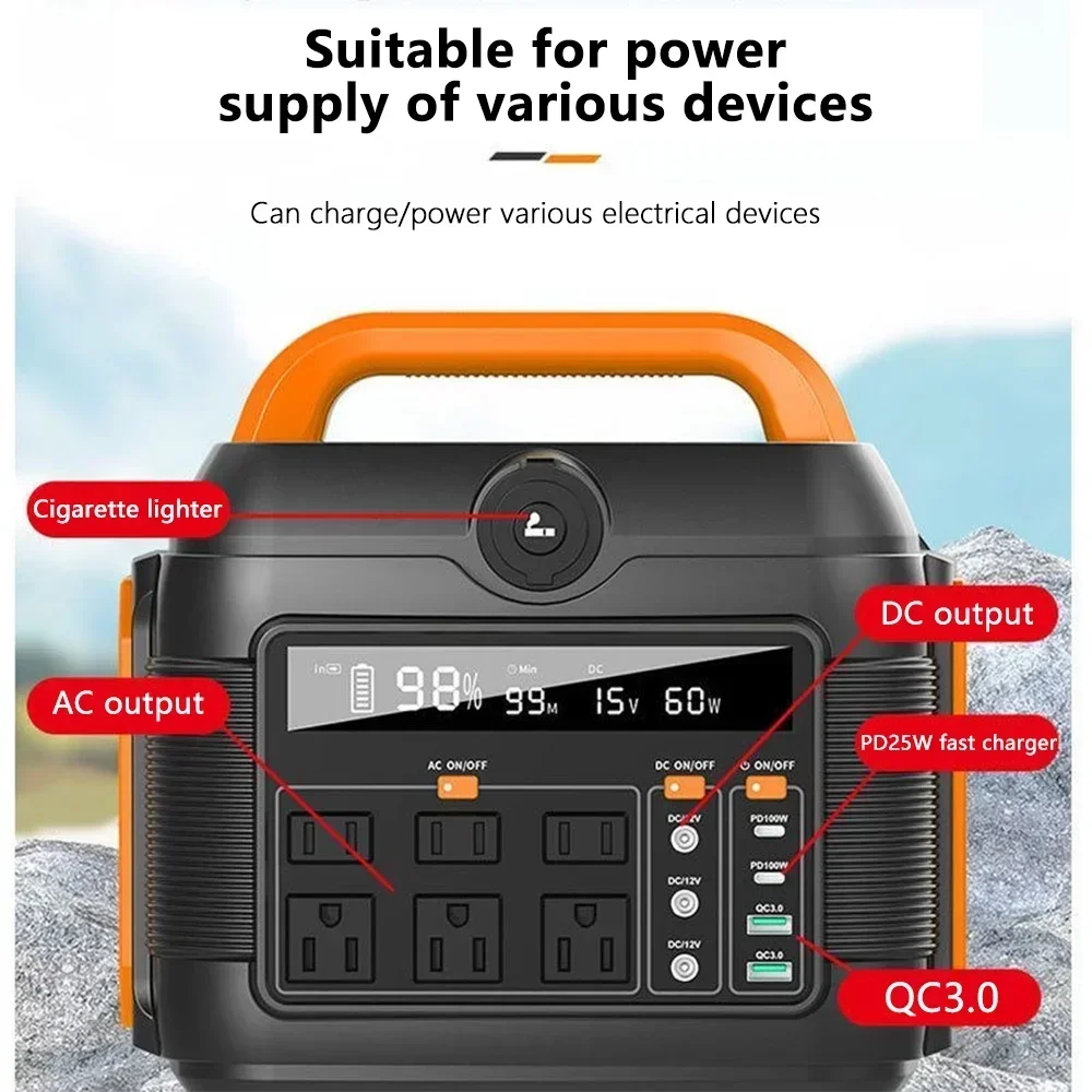 600W Portable Power Station OPS600 576Wh Power Bank 220V Energy Storage Power Supply Solar Generator for Outdoor Camping RV Home