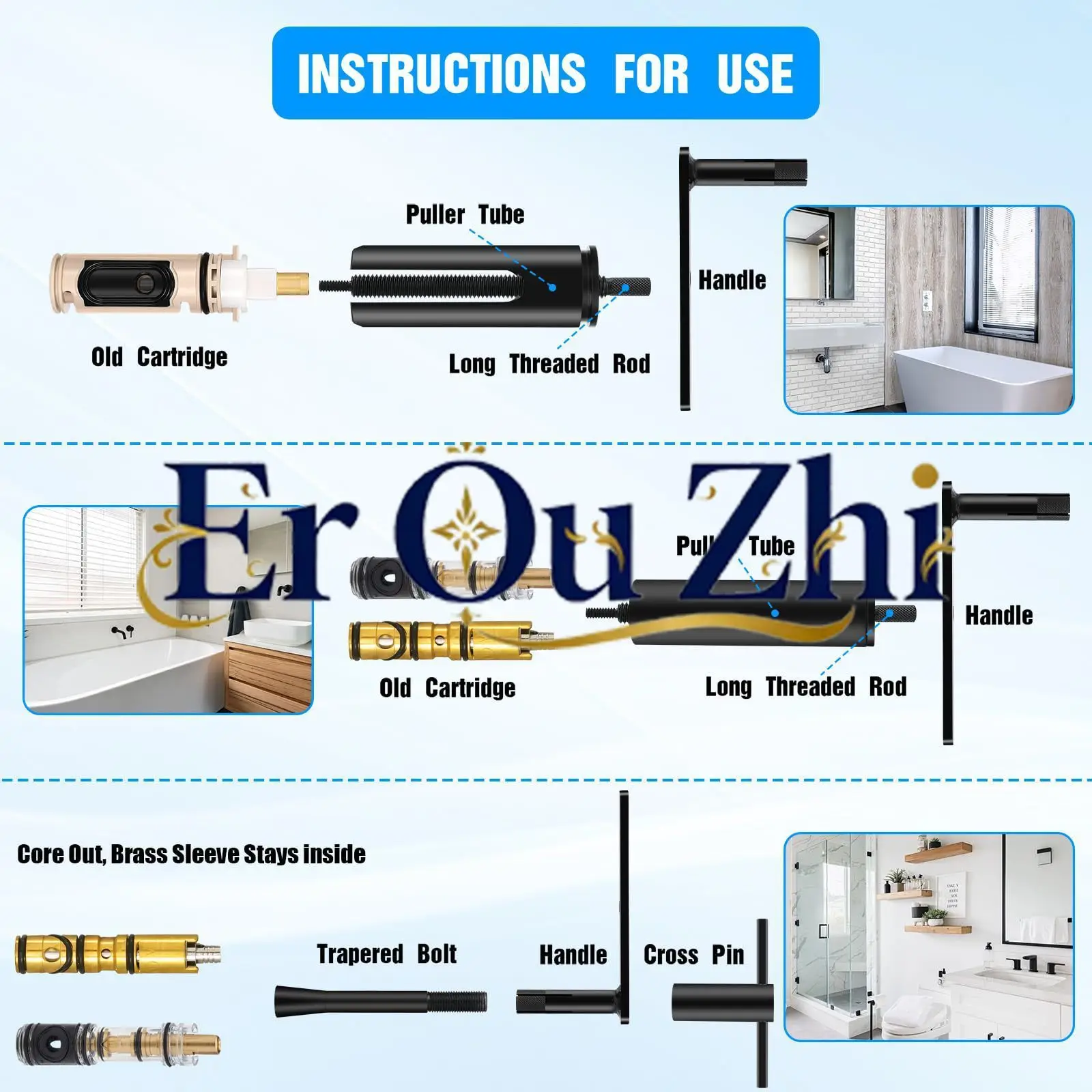 Shower Core Removal Tool - Rust-resistant and Durable Faucet Tool