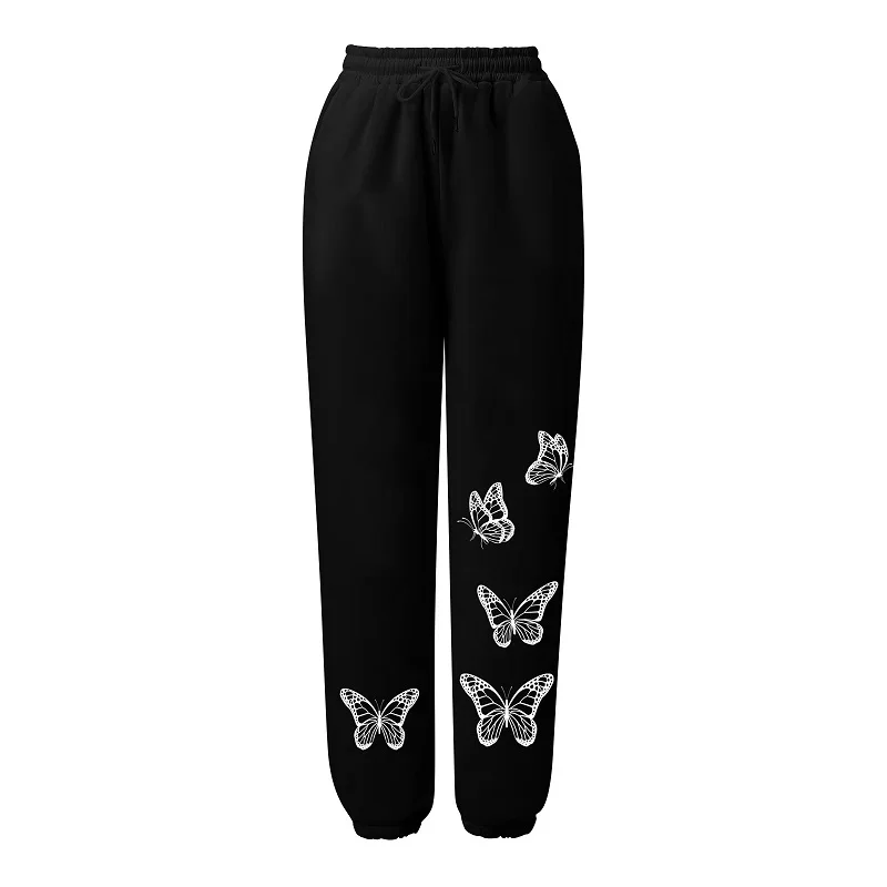 Youth Pop Gothic Clothes Women With Pockets Loose Fit Elastic Drawstring Joggers Pants Y2k Workout Casual Butterfly Women Pants