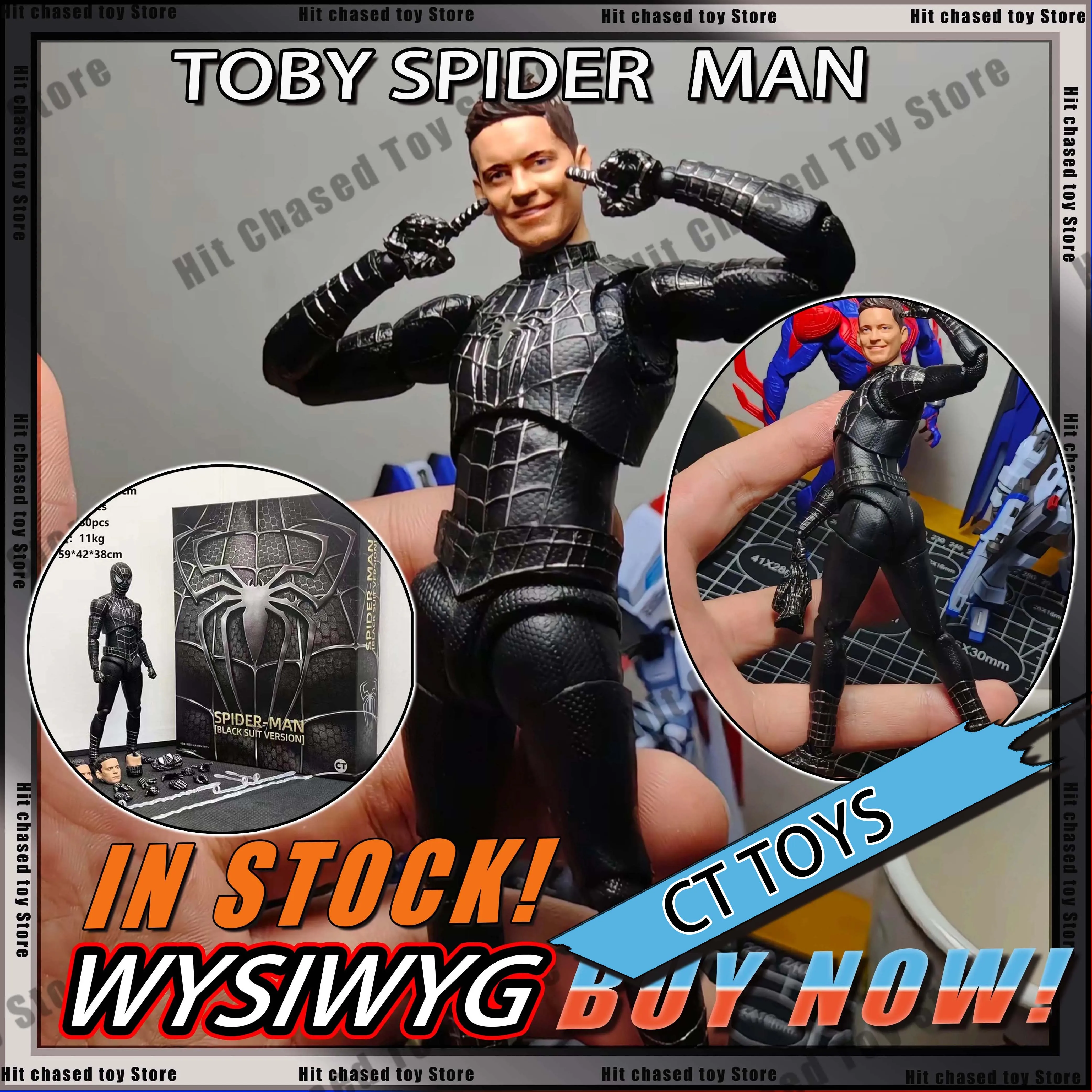 

In Stock CT TOYS Black Toby Spider Man Action Figures Figurine Venom Symbiote Spider Man Statue PVC figure Model Gifts Kids Toys