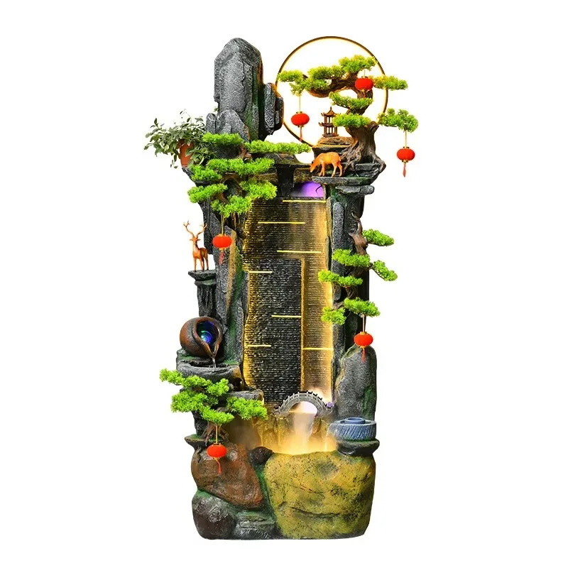 

【From China】Outdoor Large Flowing Water Curtain Wall Resin Craft Ornament for Garden Home Decor Water Fountain Waterfall With Li