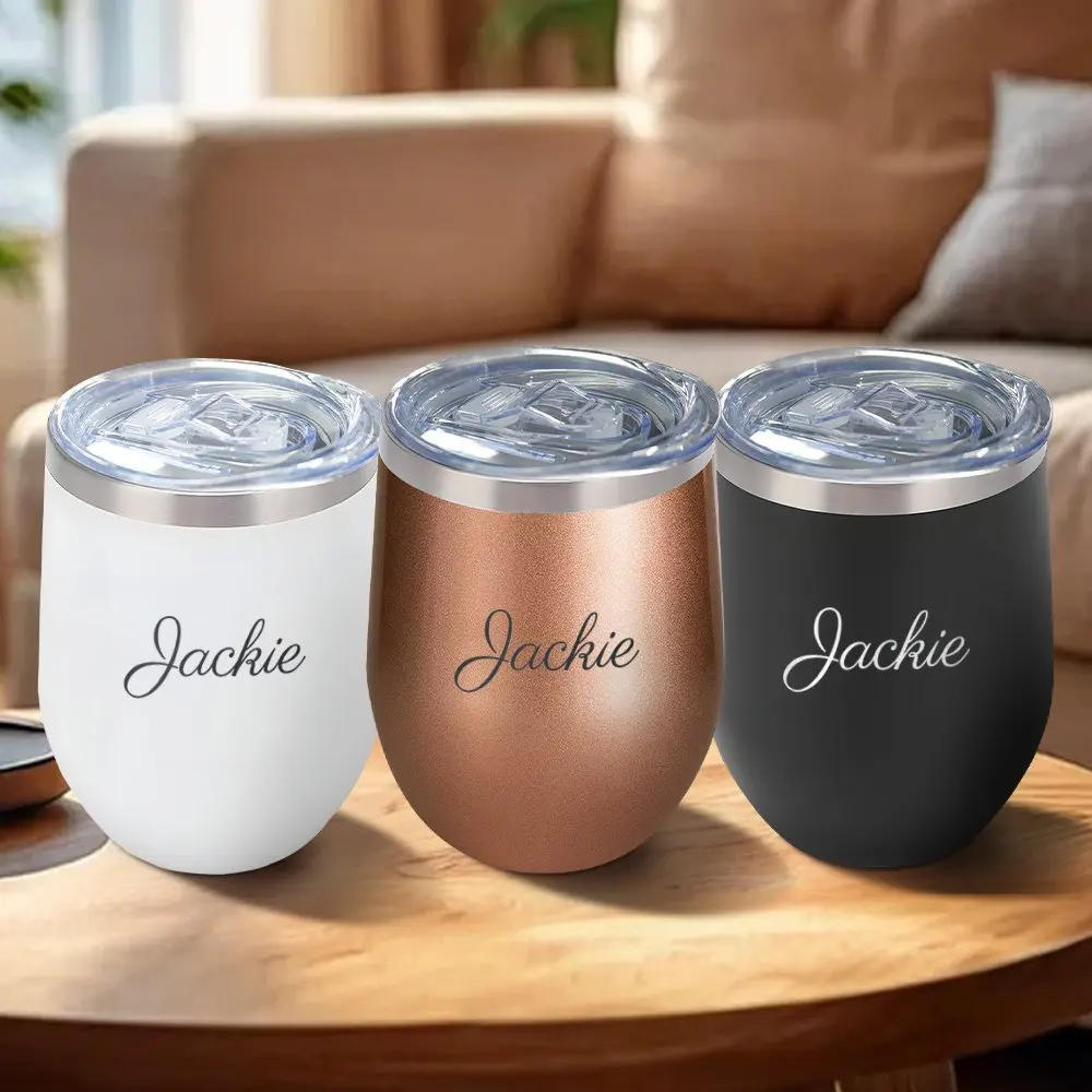 360ml Stainless Steel Eggshell Wine Tumbler Customized Logo Double Wall Vacuum Insulated Cup for Coffee Tea Office Home Travel