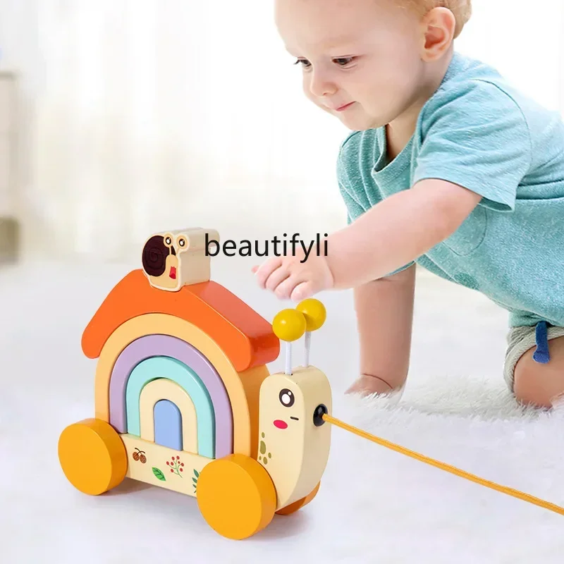 Correa de caracol pequeña para niños, carrito de tracción para caminar, juguete para niños pequeños