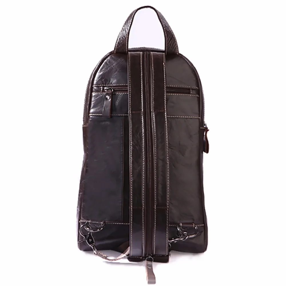 Imagem -04 - Couro Genuíno Masculino Peito Mochila Daypack Crocodilo Padrão Retro Real do Único Ombro Bolsa Multiuso Sling