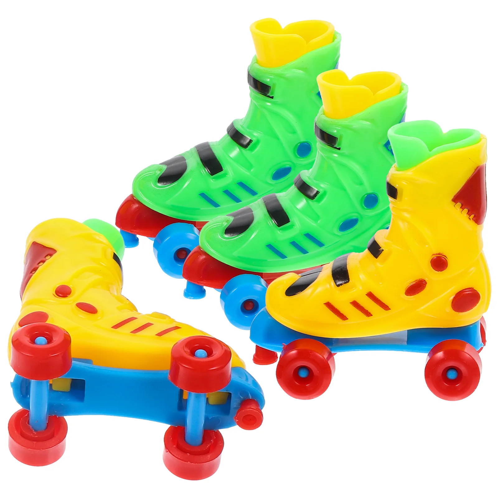 2 Pair Stress-reducing Fingertip Colorful Roller Skates Bicycle Double Row Set Pairs Toys Fake Colored Plastic Sports