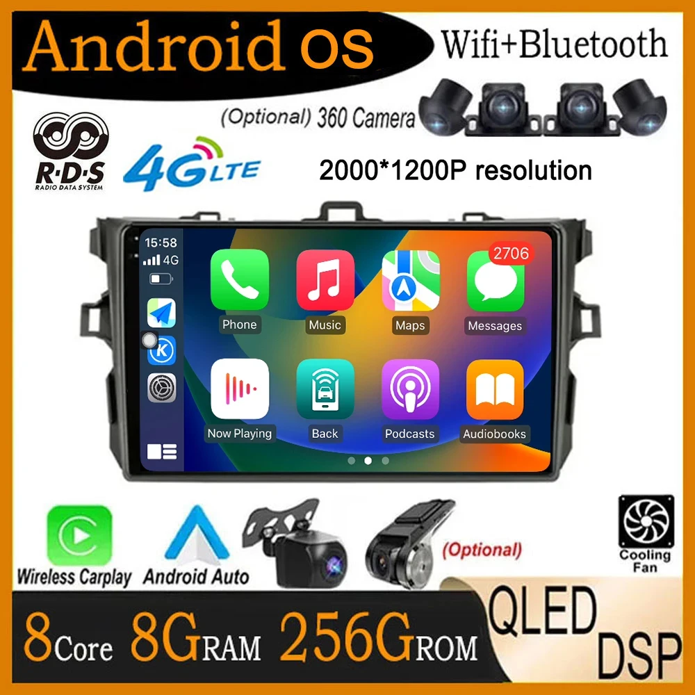 

Android 14 For Toyota Corolla E140 150 2007 -2012 DSP RDS Car Radio Video Multimedia Carplay & Android Auto