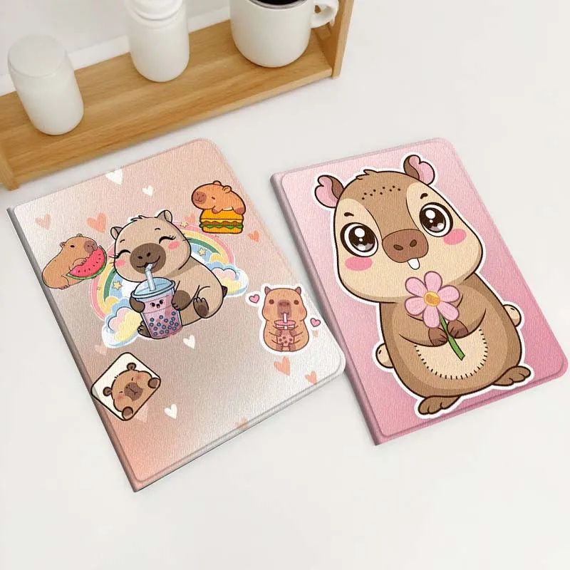 

Watermelon Art Flower Capybara Gift For Xiaomi Redmi Mi Poco Pad 2 5 6s 7 7s Ultra Pro Max 14 12.4 12.1 inch Soft Tablet Case
