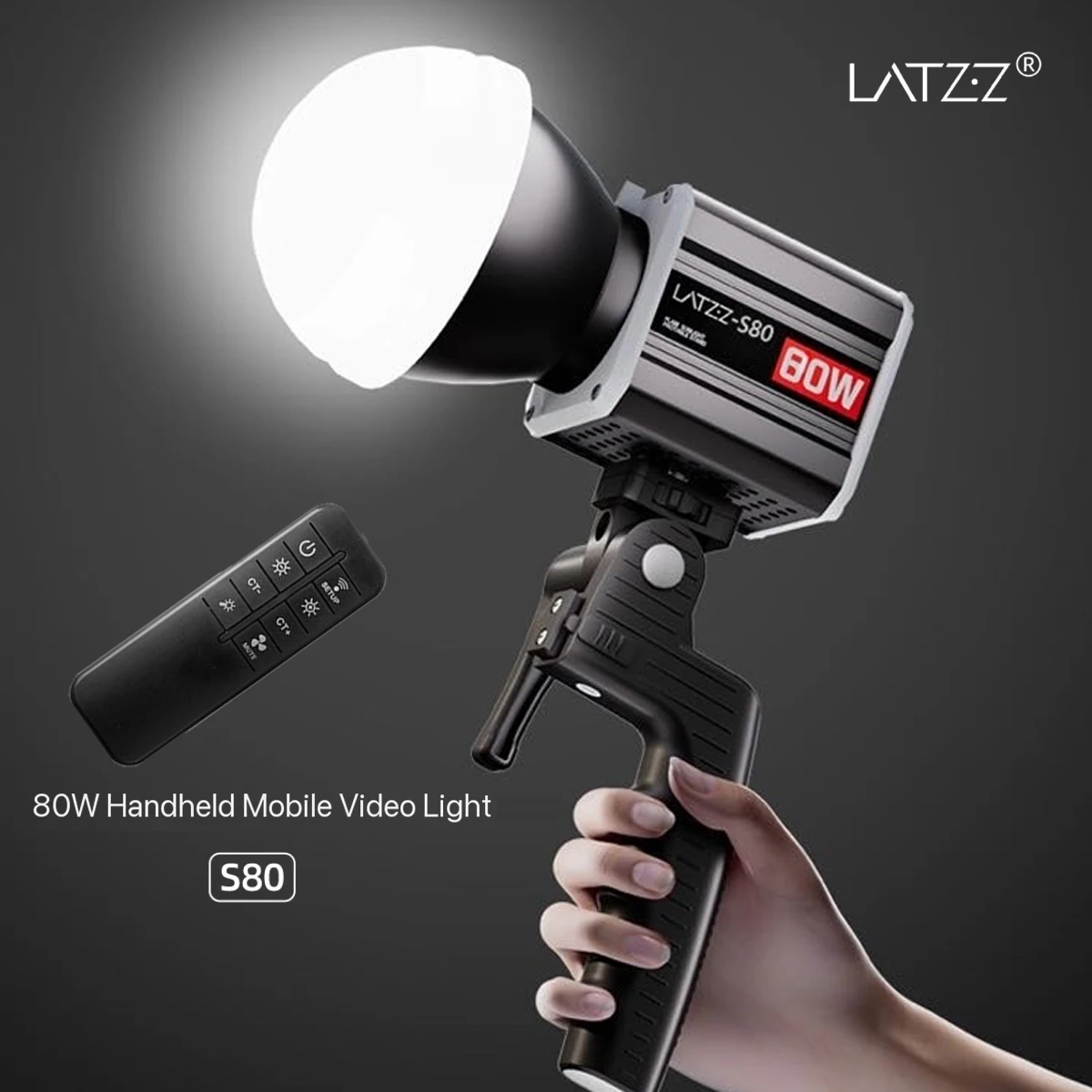 

LATZZ S80 LED Video Light 80W COB Photography Light Bi-Color 2800K-6800K 9 FX Special Effects Fan Fill Light for Live Streaming