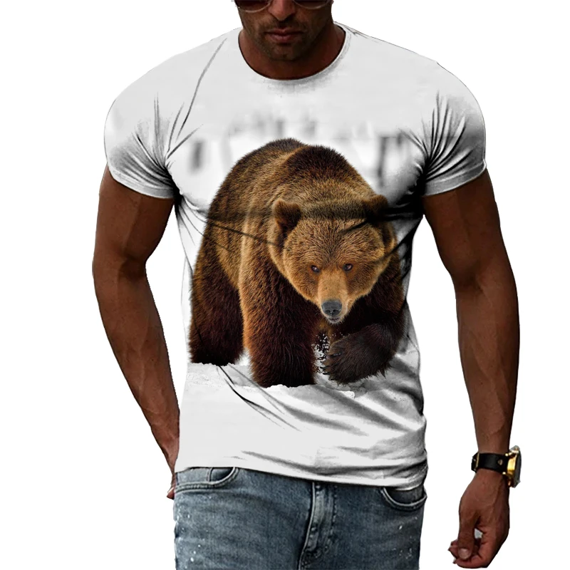 Funny Animal Bear 3D Printed Men T-shirt Summer Fashion Personality Casual O-neck Streetwear Hip Hop harajuku graphic t shirts