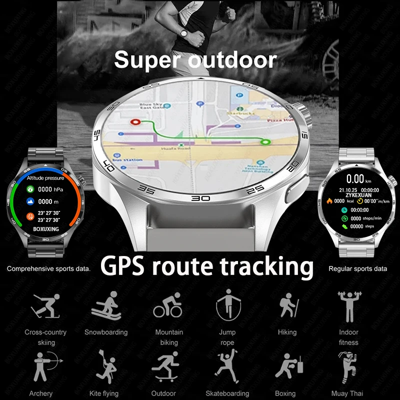 For HUAWEI 5 Pro GPS NFC Smart Watch Men 360*360 AMOLED Screen Heart rate Bluetooth Call IP68 Waterproof Man Smartwatch 2025 New image 4