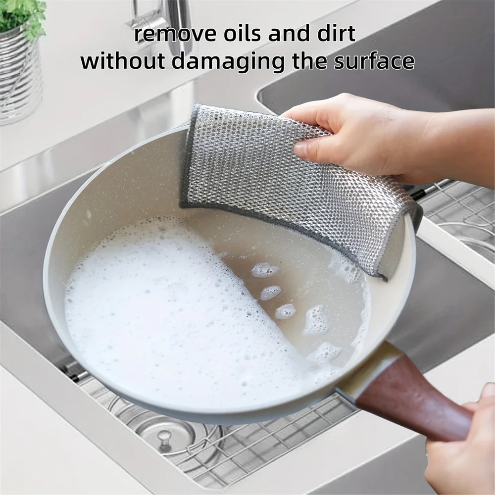 8pc Miracle Cleaning Cloths Super Durable Wire Mesh Microfiber Set Stain Fighting Scratch Free Kitchen Genius Effortless Wet & D