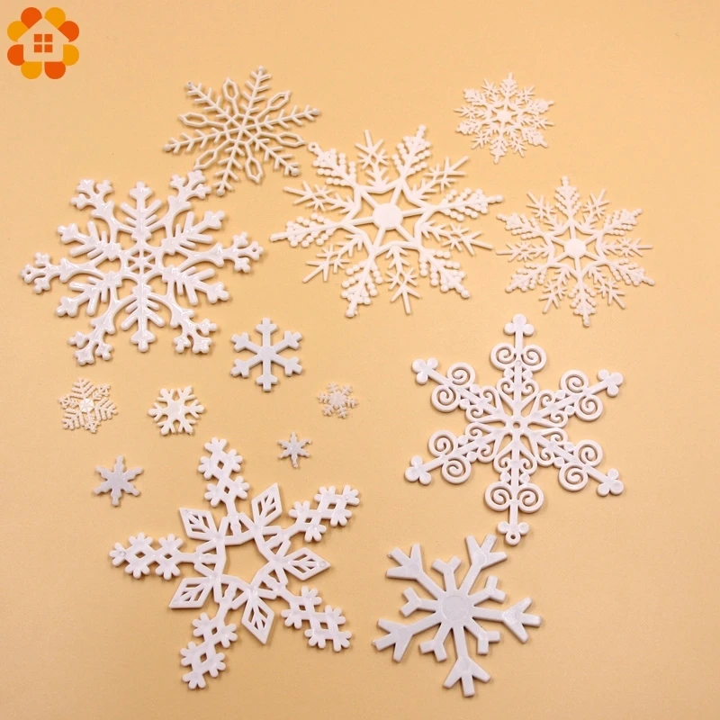 1 Pack White Plastic Fake Snowflake For Home Christmas Party DIY Scene New Year Xmas Tree Pendants Ornaments Window Decoration