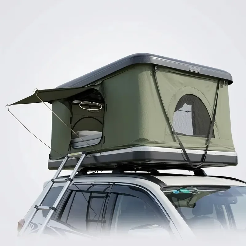 Eco-friendly Hard Shell Rooftop Tent Foldable Car Roof Camping Tent Quick Open Aluminum Ladder for SUV Camping Trip