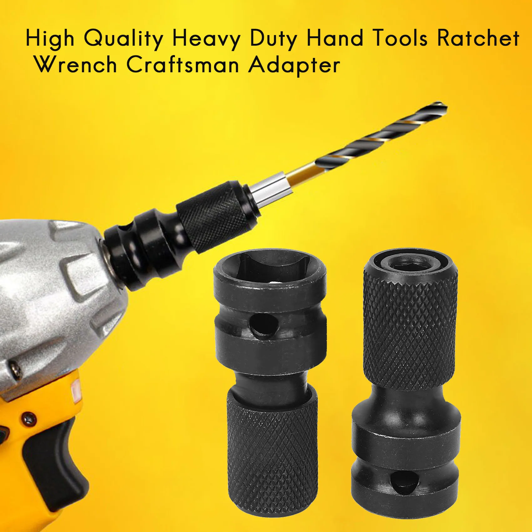 AEE6-2 Pack 1/2 Square Drive To 1/4 Hex Shank Socket Adapter Quick Release Chuck Converter For Impact Ratchet Wrench