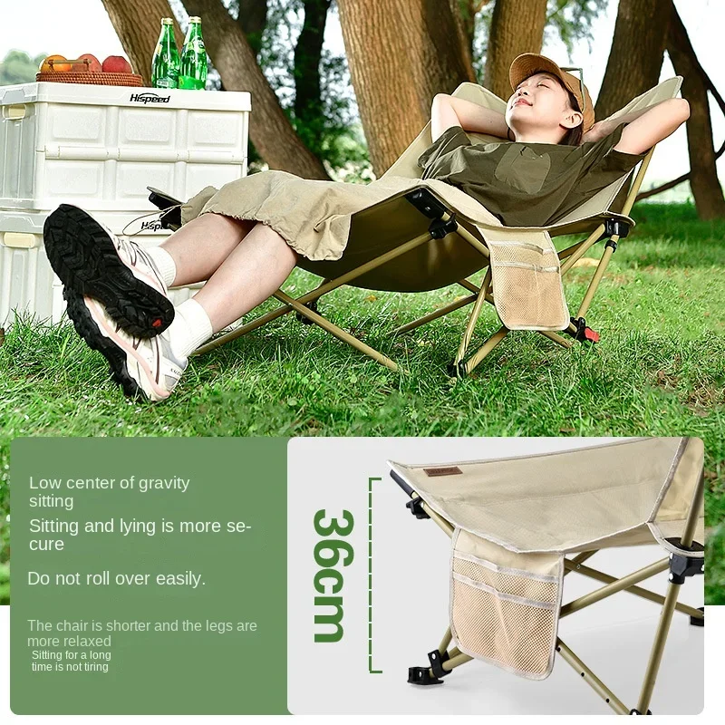 Beach Chair Portable Folding Moon Chair Office Lunch God Tool Sitting and Lying Dual Use Camping Outdoor Lying Chair