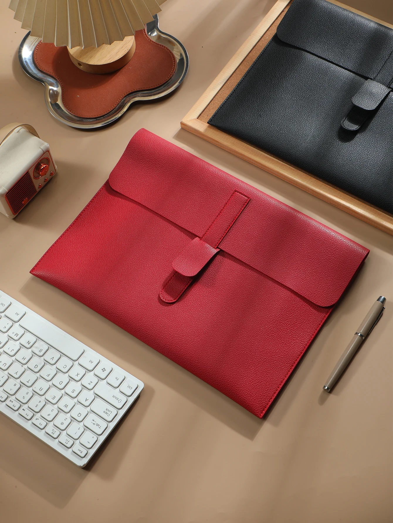 Waterproof Minimalist PU Leather A4 File Bag Litchi Grain Document Folder 14-inch Laptop Sleeve Office Storage Pouch - view 5