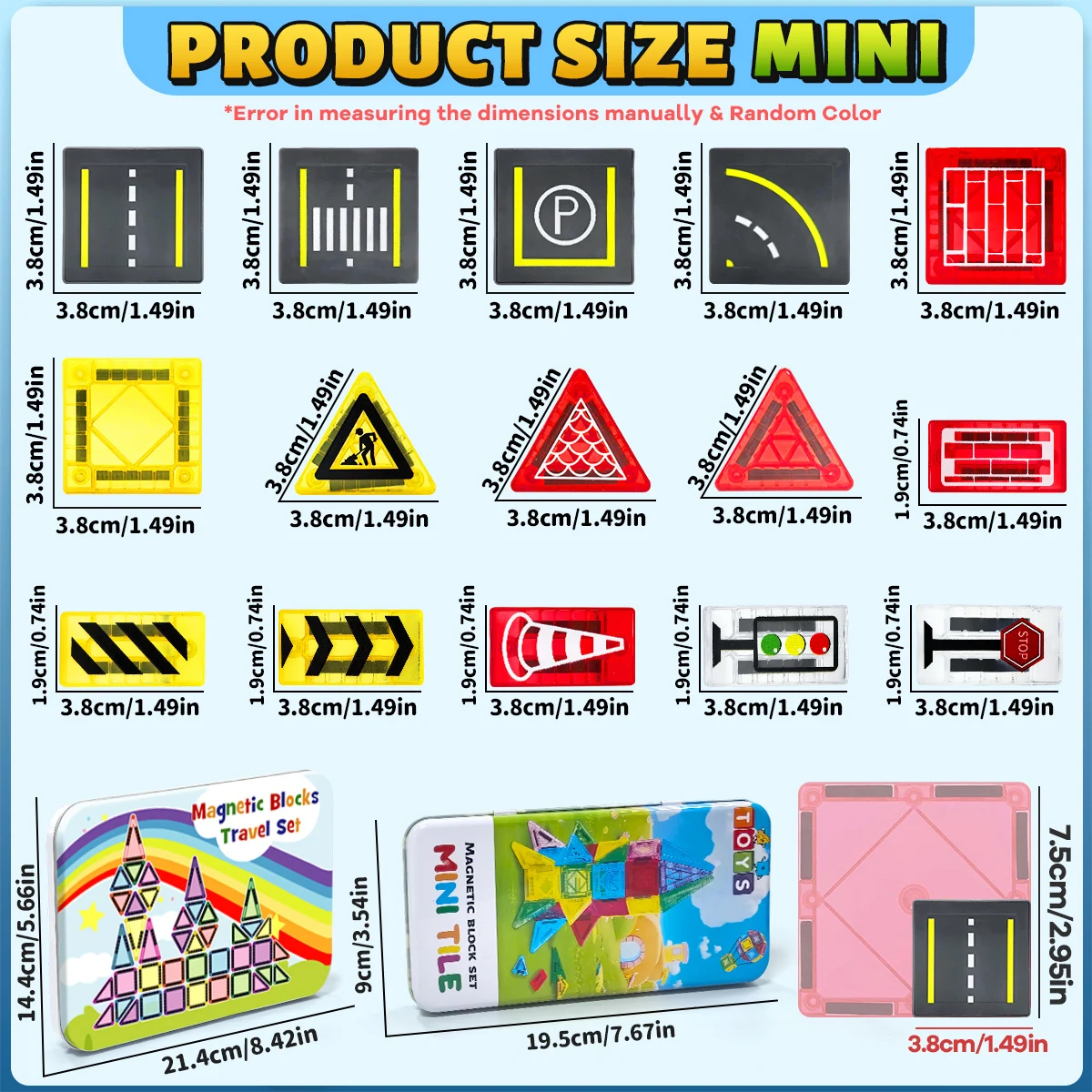 مجموعة ألعاب بناء الطرق المغناطيسية للأطفال هدية مكعبات بناء مغناطيسية ألعاب تعليمية مونتيسوري 32/65/58 قطعة مع صندوق حديد