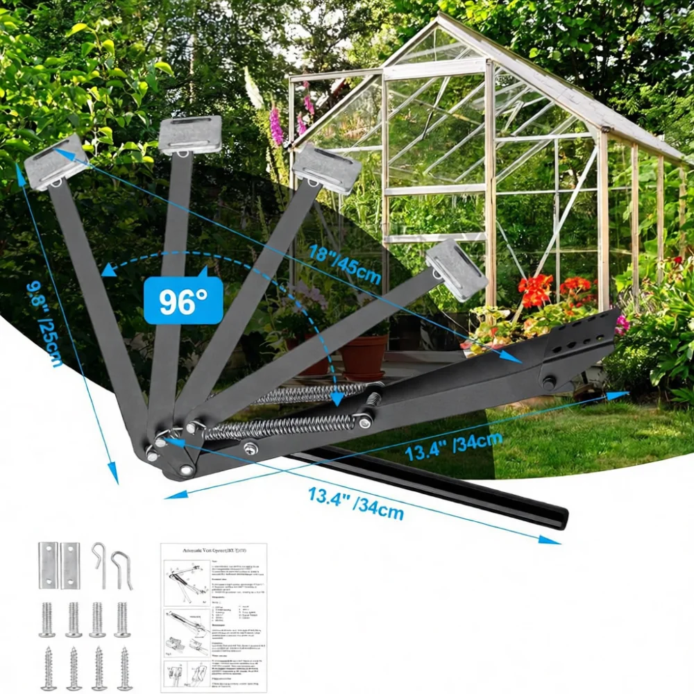 Professional Greenhouse Automatic Window Opener Heat Sensitive Vent Actuator Aluminum Structure For Garden Ventilation