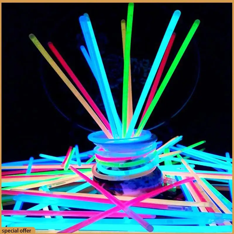 A68Z 100PCS Fluorescence Light Glow Sticks Bright Colorful Glow Stick For Wedding Party Glow Sticks