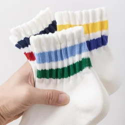 New Colorful Striped Cotton Breathable Short Sports Socks Men Outdoor Cycling Running Basketball Socks Fashion Couple Socks