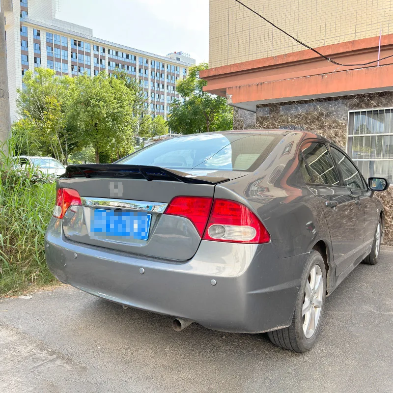 For 2006-2011 Honda Civic 8th Rear Trunk Lid Lip Spoiler Tail Wings R Style ABS Material Car Styling Tuning Body Kit Accessories view 3