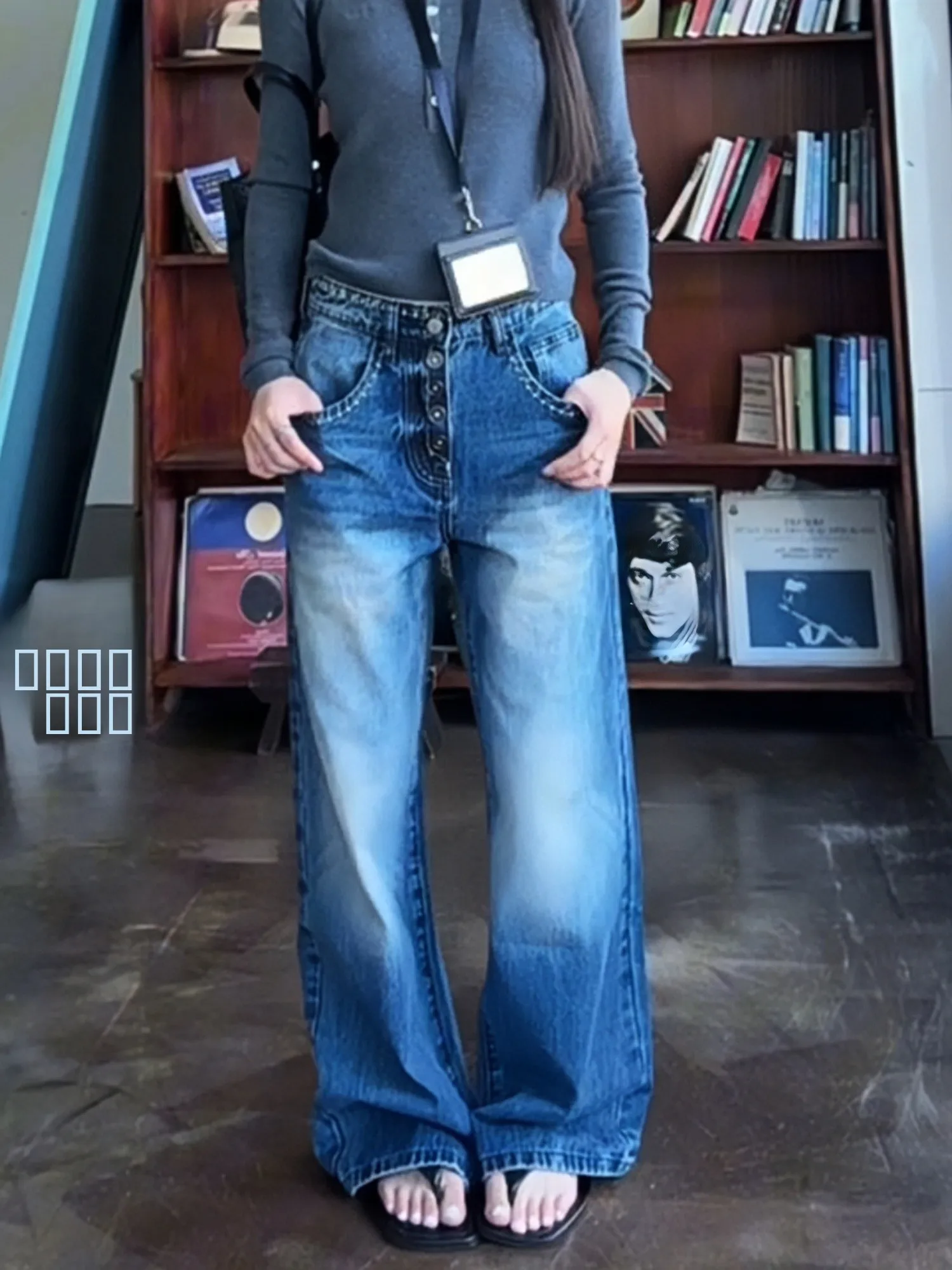 

Свободные джинсы с высокой талией в американском уличном стиле, женские, винтажные, деконструированные, с эффектом потертости, длинные брюки в пол