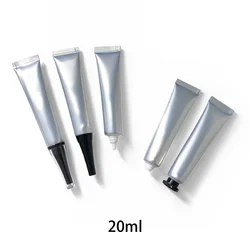 Empty 20g Silver Aluminum Plastic Cosmetic Soft Tube 20ml Eye Cream Squeeze Bottle Refillable Travel Packaging Container