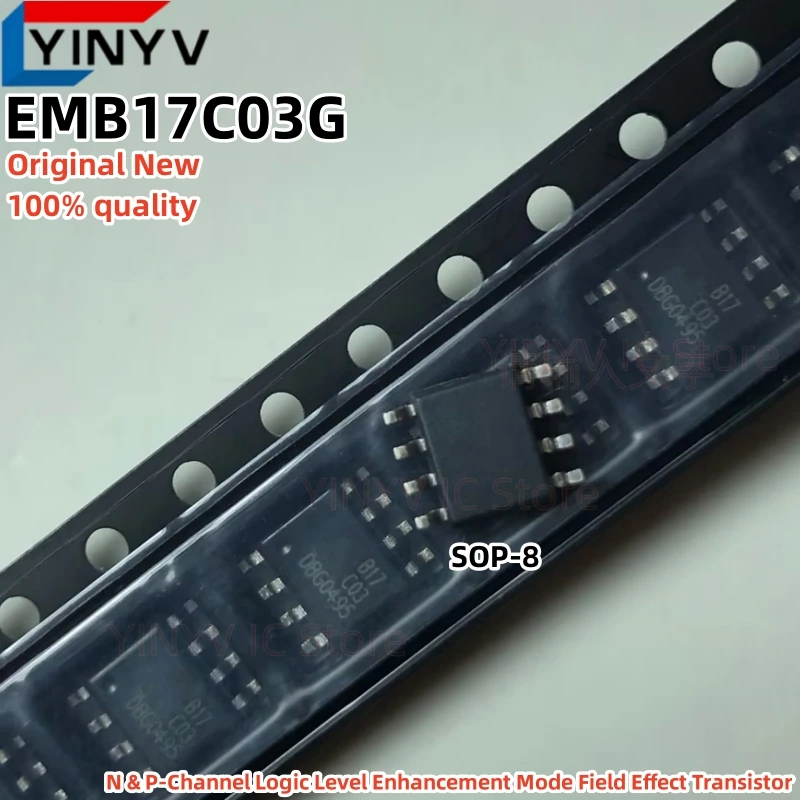 10Pcs EMB17C03G B17C03 SOP-8 EMB17C03 B17C03G N & P‐Channel Logic Level Enhancement Mode Field Effect Transistor New 100%Quality
