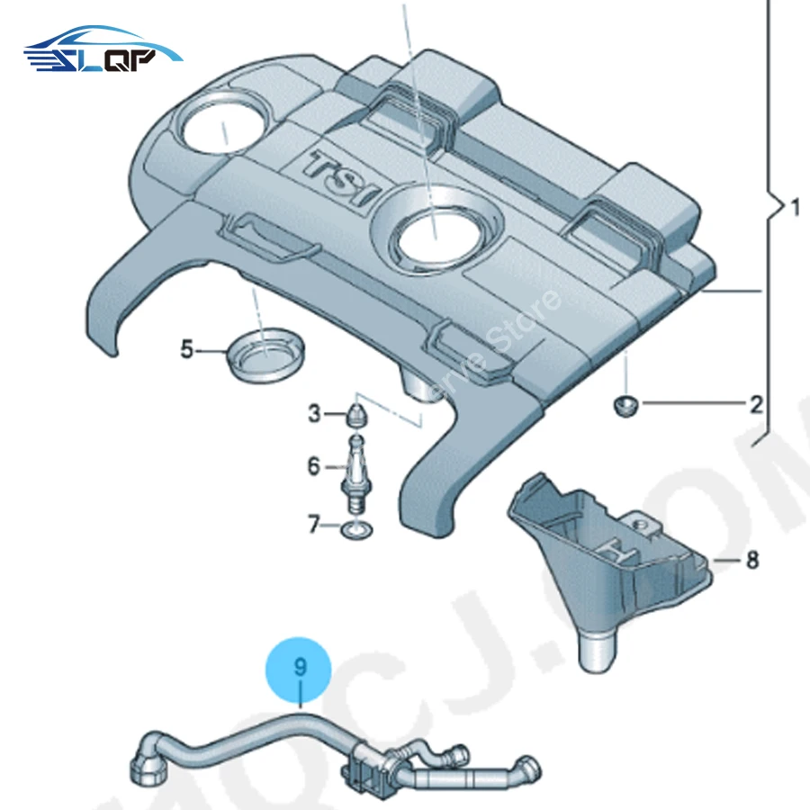 03C103474AB For EA111 Audi A1 VW EOS Scirocco Golf Tiguan Passat Touran Beetle Jetta ventilation duct exhaust pipe 03C 103 474 K