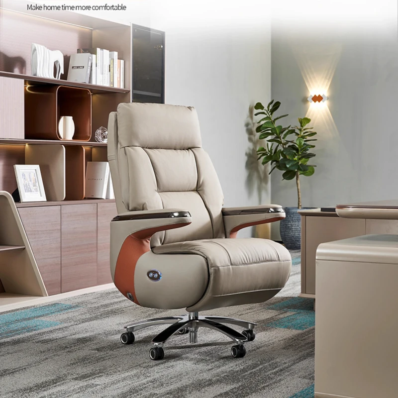 

-+-Electric Massage Leather Chair Comfortable Boss Large Oversized Computer Office Chair Recliner Ergonomic Silla Furniture