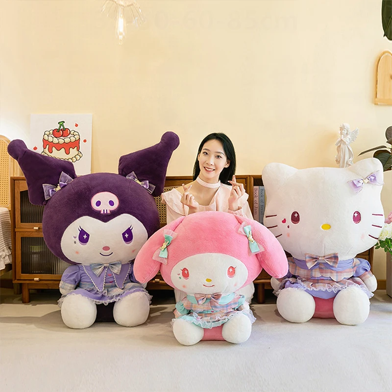 

Sanrio новая 70 см летняя новая фиолетовая газовая юбка Hello Kitty Kuromi My Melody плюшевая игрушка подарок на день рождения для девочки прекрасная подушка кукла