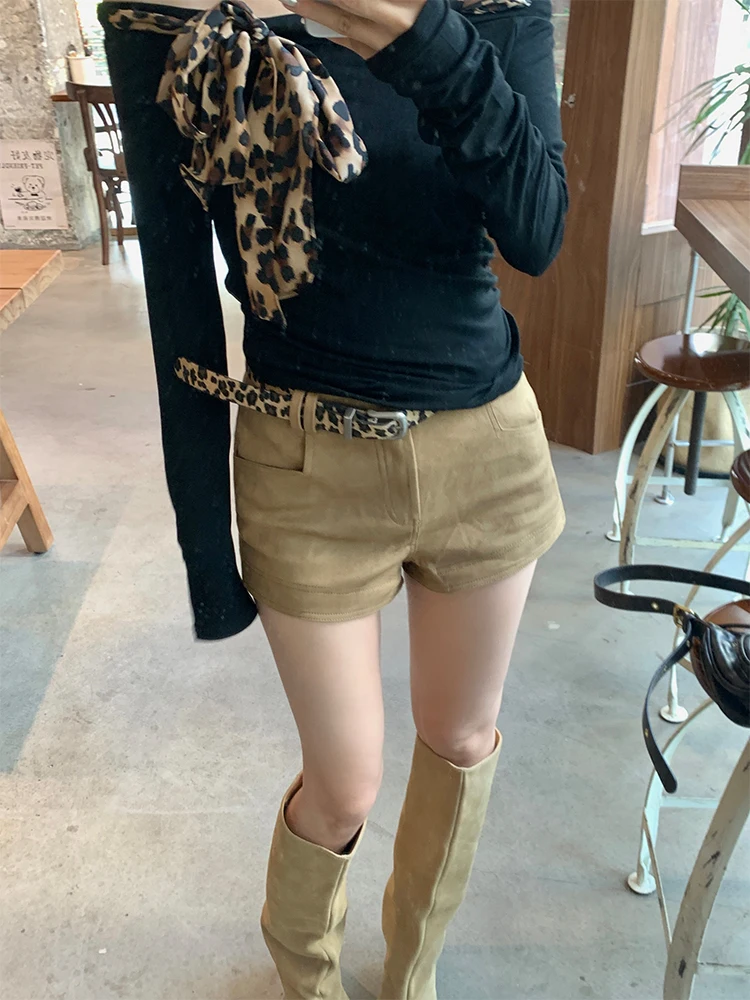 

Slimming ort Pants Pure Desire Autumn Winter Design Retro Deer Skin Velvet Ins Spicy Girl Versatile ort Pants for Women