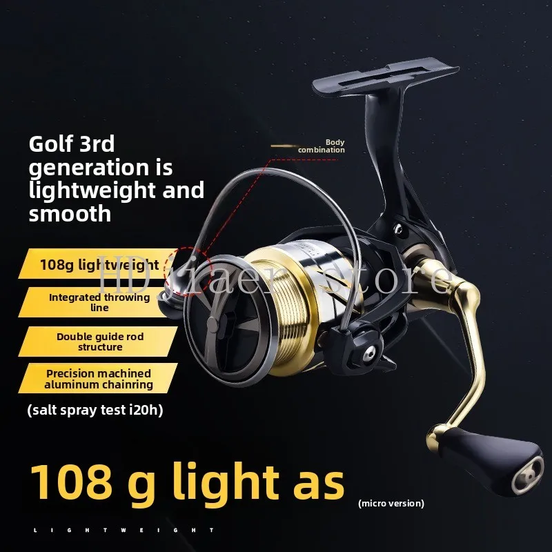 

Little Golf 3rd Gen Spinning Reel: Precision-Carved Aluminum Gears, Long Cast Slanted Shallow Spool for Lure Micro Jigging