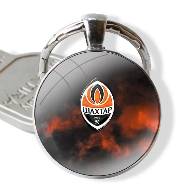 Ukraine Shakhtar Donetsk Fc Keychain Handmade Glass Cabochon Key Ring Holder Pendant Key Chains