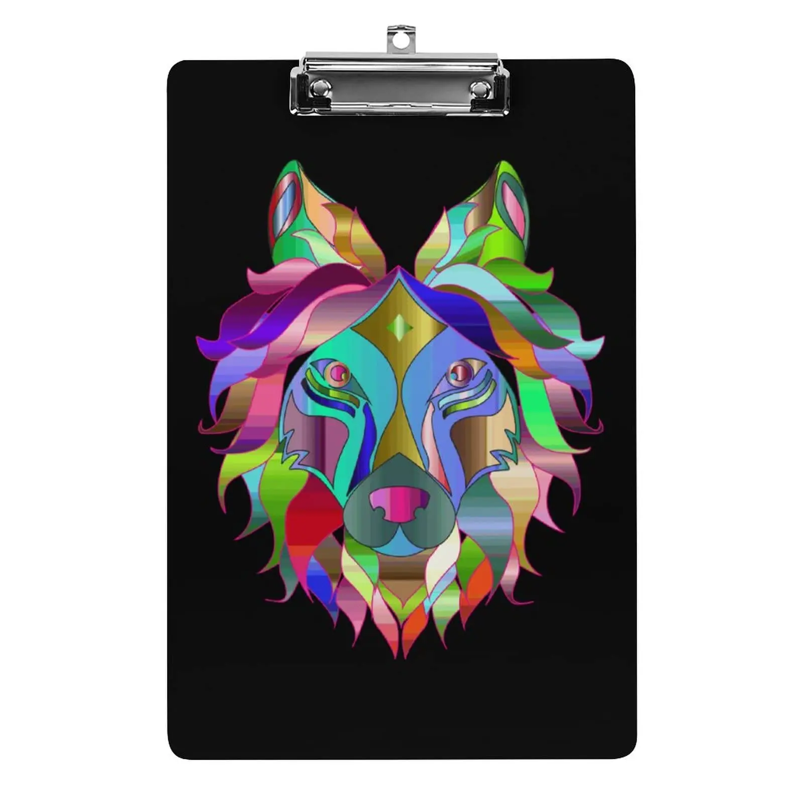 Wolf Pattern Acrylic Clipboard Cute Lightweight A4 Clip Board for Office School for Hanging Decorative Nursing Classroom Study