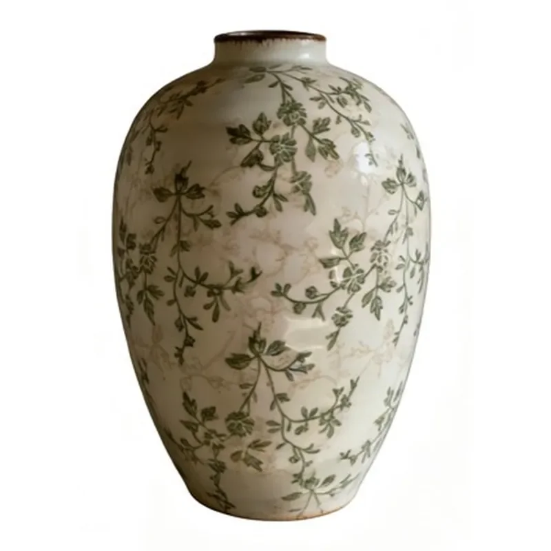 for American Retro Flower Ceramic Vase Ice Crack Glaze Hydroponic Arrangement Ornament New Chinese Style Home Study Soft
