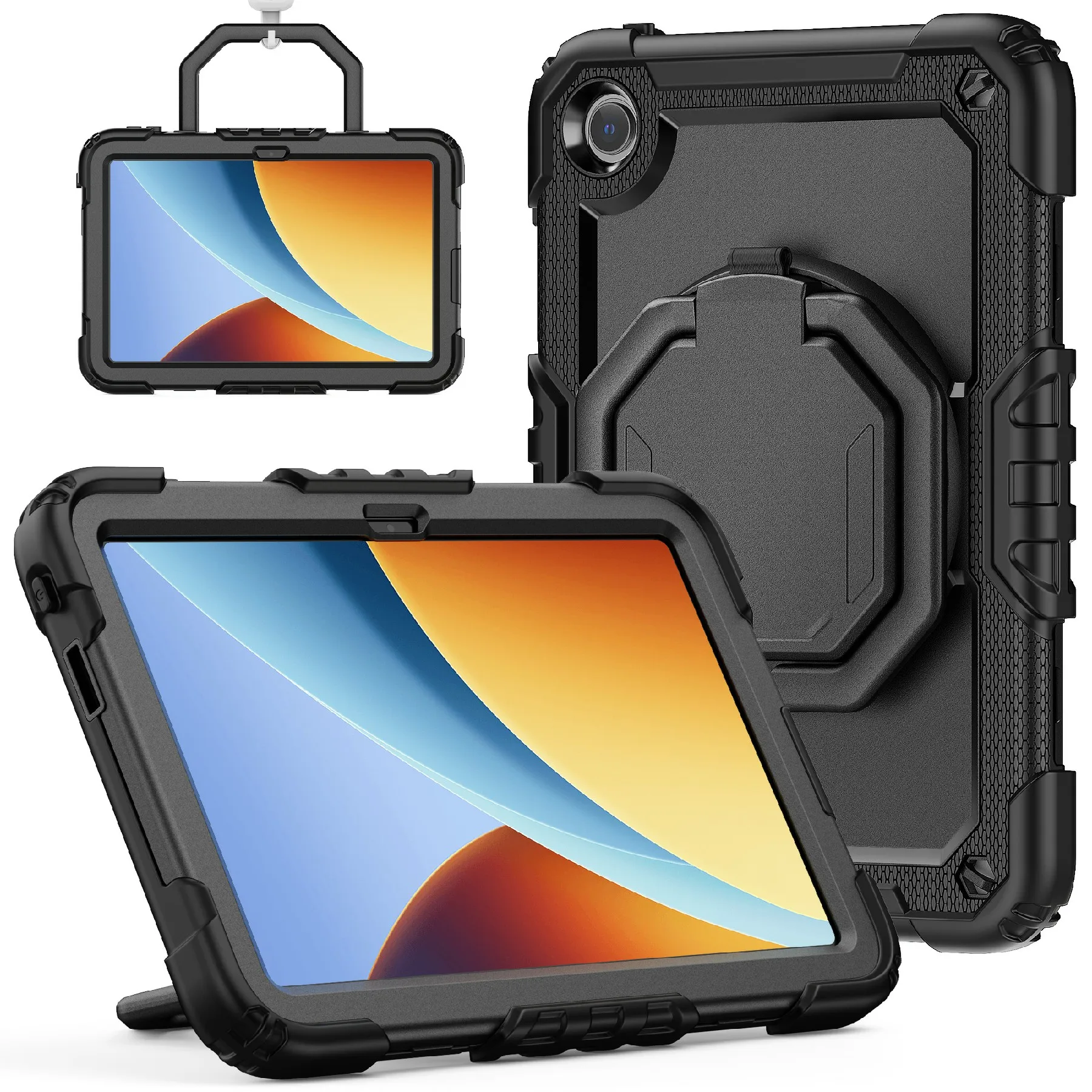 For Xiaomi Redmi Pad 2 9.7 Case Ring Kickstand PC + Silicone Shockproof Tablet Cover - Black