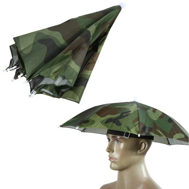 Rain Umbrella Hat Foldable Outdoor Fishing Sunshade Waterproof Camping Fishing Sun Cap Headwear Portable Head Hat With Umbrella