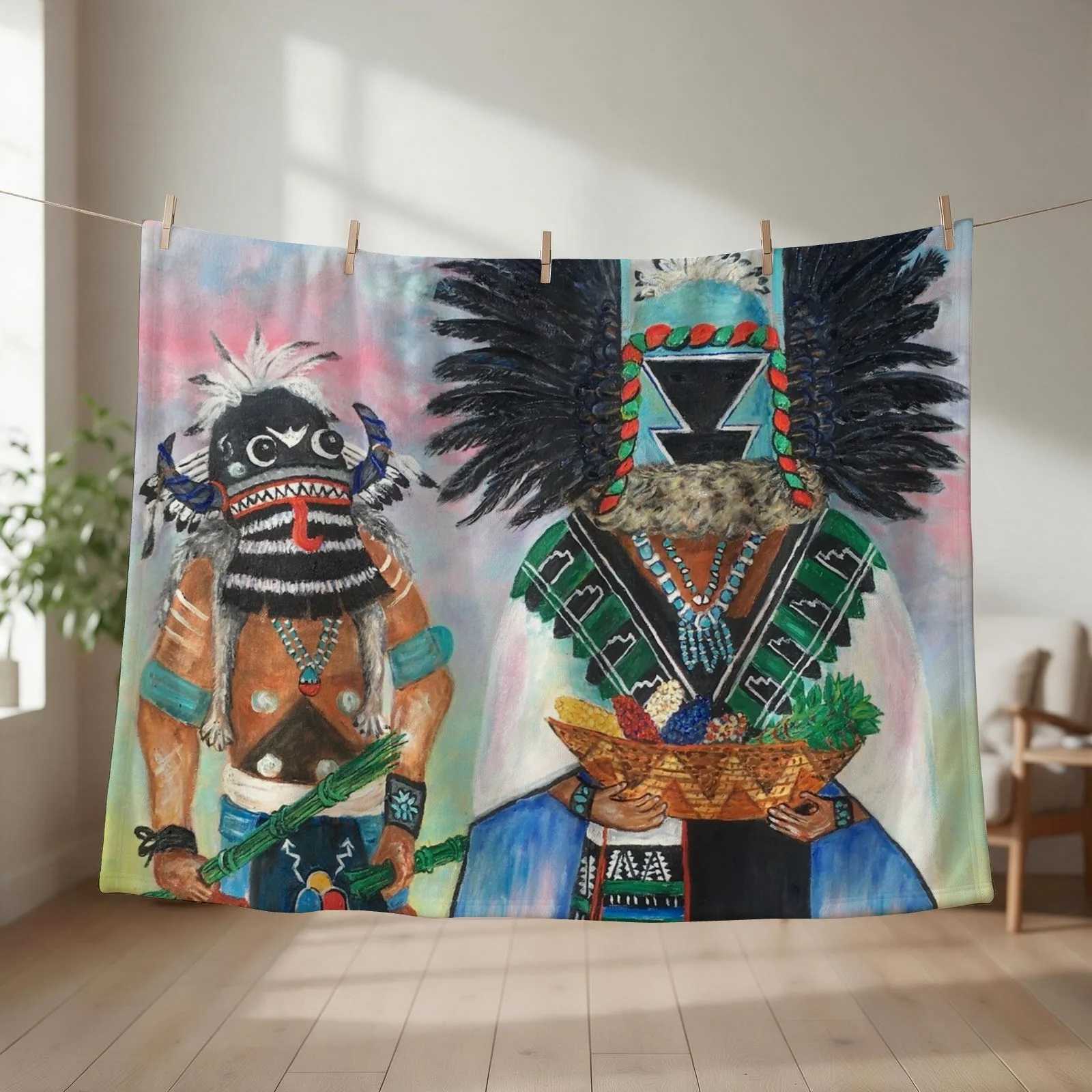 Crow Mother Brings Gifts of Life Throw Blanket Soft Beds Baby blankets ands Thermals For Travel Blankets