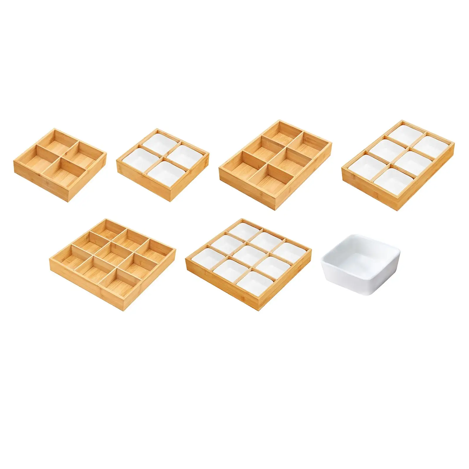 Multi Compartment Bamboo Nut and Candy Tray Pretty Serving Tray for Kitchen Dining Room Table Decor