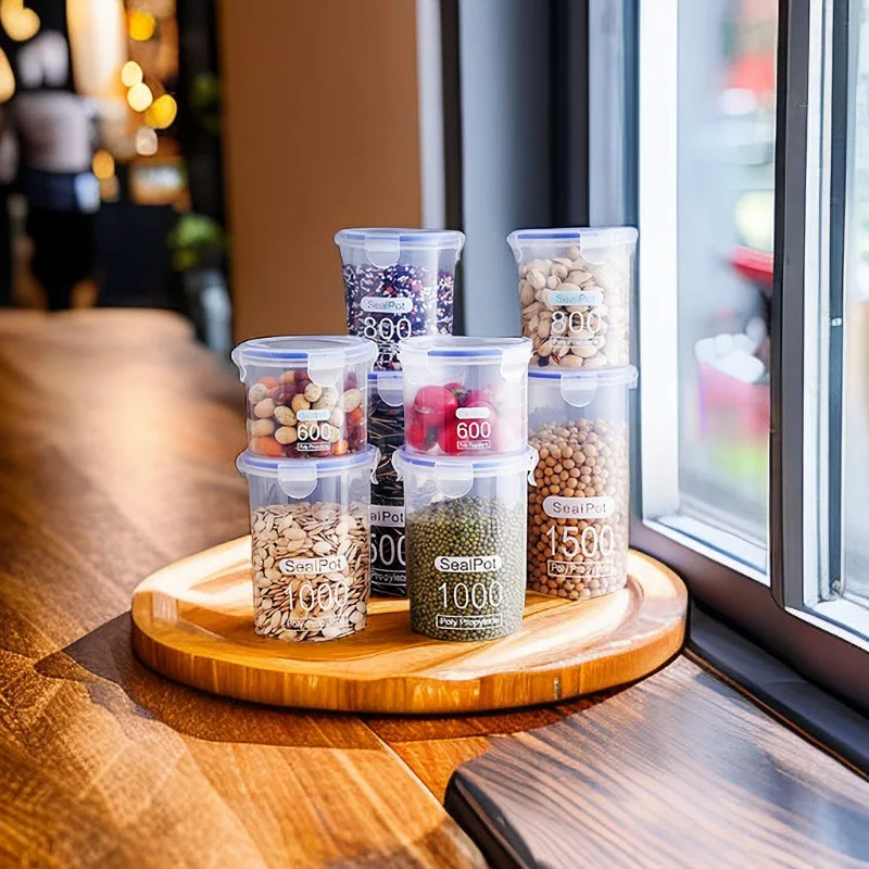 Sealed Storage Box Transparent Kitchen Food Grain Organizer Storage Tank Plastic Large Capacity Moisture-proof Sealed Jars