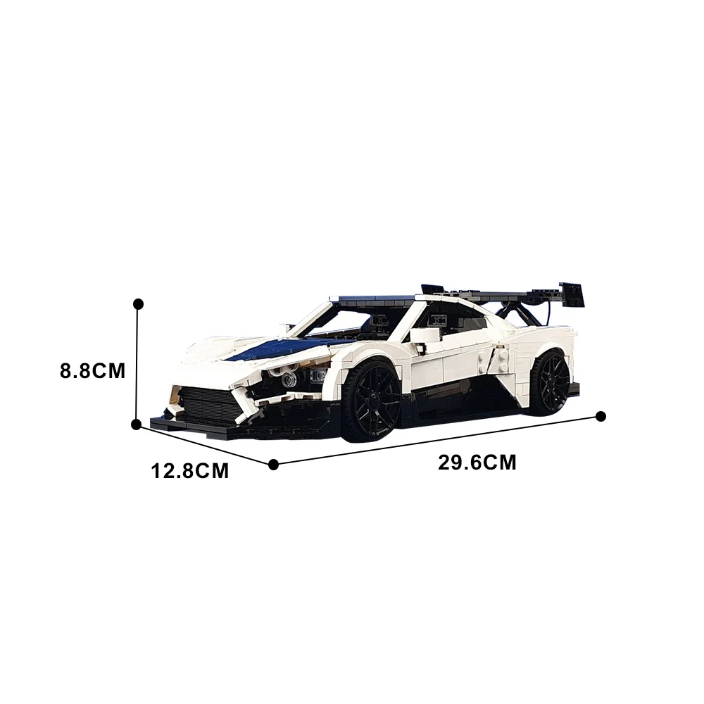 Moc Zenvo TSR-S samochód sportowy klocki DIY Model przeciągnij wyścigi skrzydło zabawki klocki zestawy samochodów sportowych dla dzieci i dorosłych prezenty