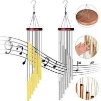 12 Tubes Wind Chimes Aluminum Tube + Pine Metal Pipe Wind Chimes Bells Decor Outdoor Yard Decoration Large Wind Chimes Bells