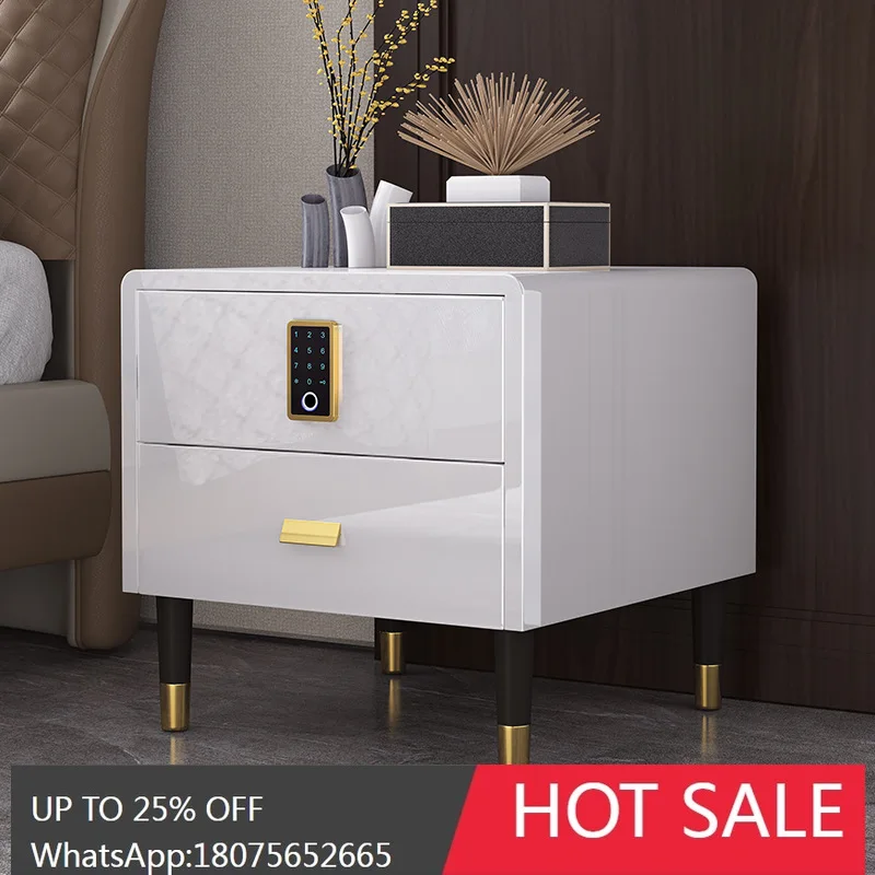 

MJY Light Luxury Style Bedside Table Corner Table Stainless Steel Gold-Plated Storage Cabinet