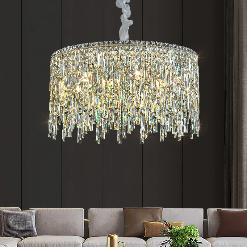 Modern LED Strip Tassel Ceiling Chandeliers K9 Crystal Living Dining Room Pendant Lamp Home Decor Hanging Light Luster Fixtures