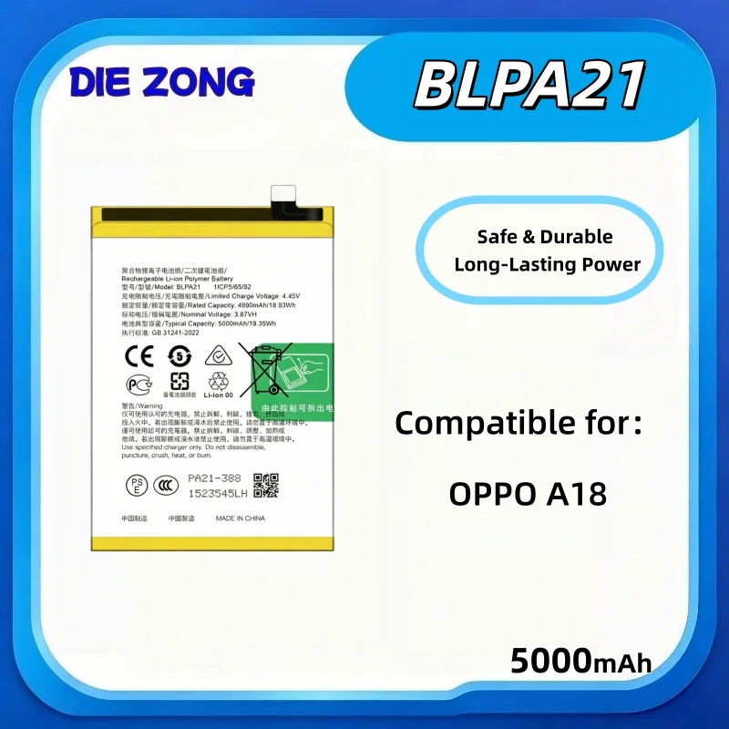 BLPA21 Is Suitable for OPPO A18 Large-capacity Long-life Mobile Phone Battery 5000mah Long-lasting Battery Life, Fast Delivery