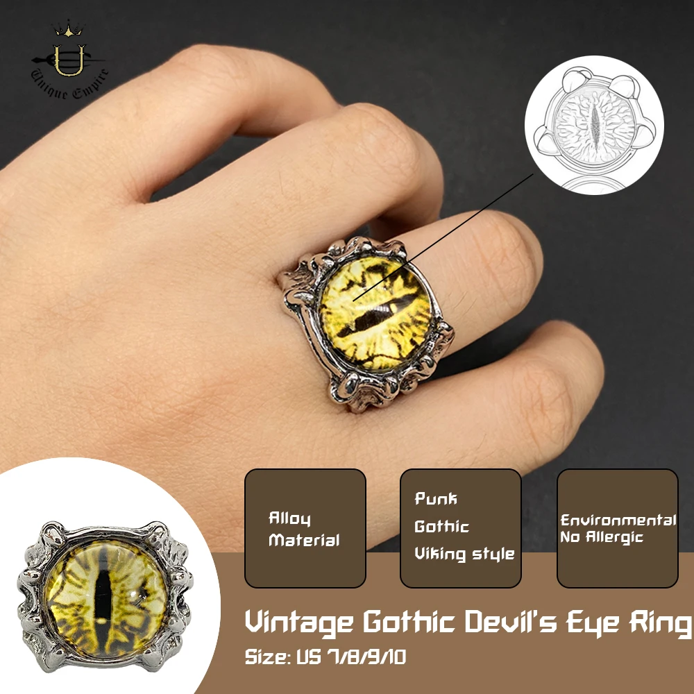 Dragon Claw Eagle Talon Evil Eye Ring for Men Women | Stainless Steel Gothic Punk Skull Jewelry | Adjustable Retro Devil Band